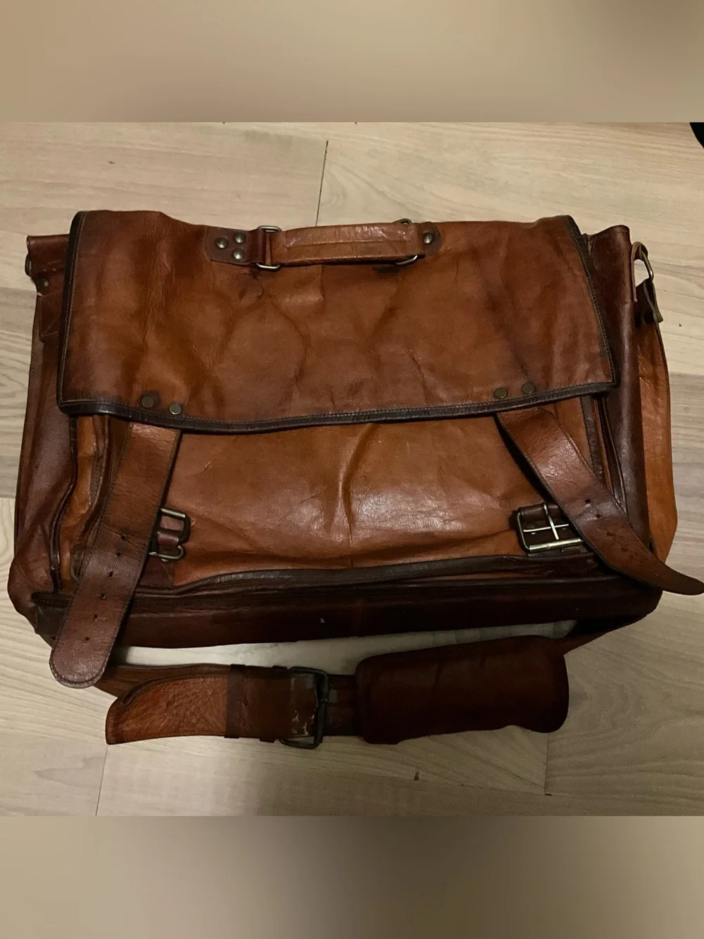 Vintage Classic Brown Leather Messenger Bag, Komal’s passion leather